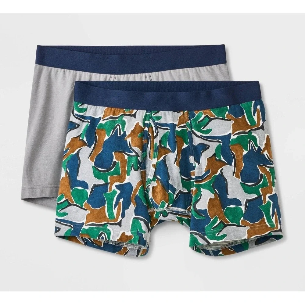 Goodfellow & Co Men's Camo Print Boxer Briefs 2pk - Green gray Size L 36/38